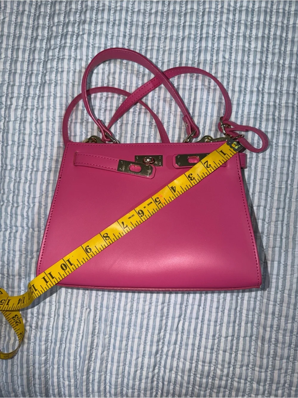 Stylish Hot Pink Leather Top-Handle Bag
